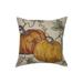 14" X 14" Green and Orange Thanksgiving Pumpkin Linen Blend Zippered Pillow With Embroidery