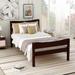 Espresso Walnut Twin Wood Platform Bed: Solid Pine, Space-Saving, White Finish