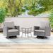 AOOLIMICS 3Pcs Patio Swivel Rocking Seating Gray Wicker Glass Table Sofa Set