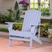 Outdoor Adirondack Lawn Chair with Cup Holder, Wooden Patio Lounge Chair with Tilted Backrest and Wide Armrests for Deck, Garden