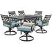 Hanover Montclair 7-Piece Dining Set in Ocean Blue with 6 Swivel Rockers and a 40" x 66" Dining Table - N/A