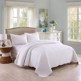 3pc King Size 100% White Cotton Quilt Set Lightweight Bedspread White