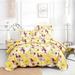 Full Hummingbirds Floral Botanical Scalloped Bedspread Set Yellow