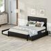 Black Queen Size Upholstered Bed Frame with Integrated Storage Drawers, Metal Headboard for Enhanced Durability and Support