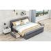 Modern Linen Upholstery Platform Bed with Two Storage Drawers, Queen Size