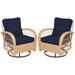 2-Piece Outdoor Beige Rattan 360 Degree Swing Patio Conversation Chair Set with Cushions