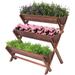 3 Tier Wooden Planter Box Container Freestanding Raised Garden Bed with Drain Holes - 34.4" x 23'' x 35.4''