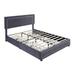 Queen Size Storage Bed Flannel Fabric Upholstered Platform Bed with 4 Drawers & Multi-colour RGB LED Lights,Gray