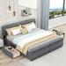 Modern Linen Upholstery Platform Bed, Two Storage Drawers