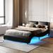 Queen Size Faux Leather LED Platform Bed Frame, Remote Control, RGB Lighting
