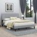 Linen Platform Bed with Metal Slat Frame