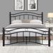 Modern Black Steel Bed Frame with Headboard and Footboard, Under Bed Storage, Fits 8-Inch or Thicker Mattress