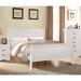 Transitional White Wood & Veneer Twin Bed: Sleigh, Low Footboard