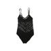Robin Piccone One Piece Swimsuit: Black Jacquard Swimwear - Women's Size 8