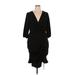 City Chic Casual Dress - Wrap V-Neck 3/4 sleeves: Black Solid Dresses - New - Women's Size 14 Plus