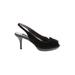 Nina Heels: Slingback Stiletto Cocktail Black Solid Shoes - Women's Size 8 1/2 - Peep Toe