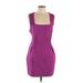 Endless Rose Casual Dress - Sheath Plunge Sleeveless: Purple Print Dresses - New - Women's Size Large