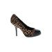 DKNY Heels: Slip-on Stilleto Cocktail Party Brown Leopard Print Shoes - Women's Size 6 - Round Toe