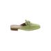 Italeau Mule/Clog: Slip-on Stacked Heel Casual Green Solid Shoes - Women's Size 37 - Almond Toe