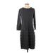 Karl Lagerfeld Paris Casual Dress - Shift High Neck 3/4 sleeves: Gray Solid Dresses - Women's Size Small