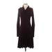 Calvin Klein Casual Dress - Sweater Dress Cowl Neck Long sleeves: Burgundy Solid Dresses - Women's Size Small
