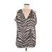Sweet Pea by Stacy Frati Sleeveless Top Silver Zebra Print Cold Shoulder Tops - Women's Size Medium