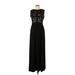 R&M Richards Casual Dress - Formal Crew Neck Sleeveless: Black Solid Dresses - Women's Size 12