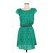 City Studio Casual Dress: Green Print Dresses - Women's Size Medium