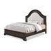 Benjara Dam King Size Bed, Curved Headboard, Cream Fabric Upholstery Wood & /Upholstered/Polyester in Brown | 72 H x 82 W x 88 D in | Wayfair