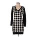 Banana Republic Factory Store Casual Dress - Sweater Dress: Black Houndstooth Dresses - Women's Size Small