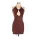 Windsor Cocktail Dress - Party Plunge Sleeveless: Brown Solid Dresses - Women's Size Large