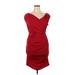 Venus Cocktail Dress - Party V-Neck Short sleeves: Red Print Dresses - Women's Size X-Large