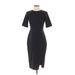 Banana Republic Casual Dress - Midi High Neck Short sleeves: Black Solid Dresses - Women's Size 2