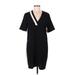 MNG Casual Dress - Shift V Neck Short sleeves: Black Color Block Dresses - New - Women's Size Medium