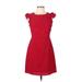 She + Sky Casual Dress - Mini: Red Print Dresses - Women's Size Large