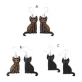 Boucles d'oreilles squelette Cool pour chat pendentif en bois chats noirs boucles d'oreilles