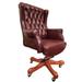 Canora Grey Suhani Genuine Leather Executive Chair w/ Headrest Wood/Upholstered in Brown/Red | 43.3 H x 29.1 W x 26 D in | Wayfair