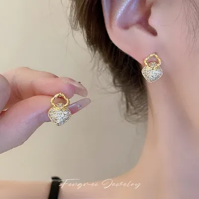 Boucles d'oreilles losange géométriques double couche pour femmes boucle d'oreille en cristal
