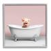 Stupell Industries Pastel Piglet in Bathtub by Roozbeh Single Picture Frame Print on Canvas in Pink | 17" H x 17" W | Wayfair ba-613_gff_17x17