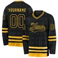 Custom Black Glod Hockey 3D Print You Name Number Men Women Ice Hockey Jersey Competition Training