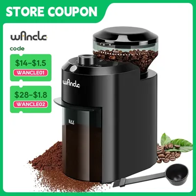 Wancle Electric Burr Coffee Grinder Adjustable Burr Mill Conical Coffee Bean Grinding with 28