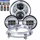 7inch LED Headlight +4.5inch Fog Lights 7"Bracket Mounting Ring Parts for Harley Touring Electra