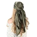 Solid Colors Silk Scarf Women Satin Hair/Head Scarves Black White Army Green Brown Khaki Square