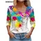 T Shirt For Women Fashion Long Sleeve Top White Floral Print Shirts And Blouses 3D Print Clothes For