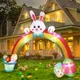 PartyWorld 6FT Easter Bunny Arch Home Outdoor Inflatable Decorations Dinosaur Rabbit Egg Build In