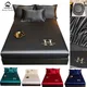 Satin Silk Fitted Bed Sheet Solid Color Elastic Washable Bedspread Ice Cool Summer Mattress Cover
