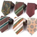 Classic Stripe Ties For Men Women Brown Color Neck Tie For Party Business Paisley Suit Neckties