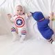 Baby Boy Cotton Romper White Blue Captain America Hero Costume Newborn Clothes Tricorne Hat Sock