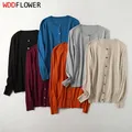 Women Cardigan Sweater Mulberry Silk Cashmere Blend Solid Colors O Neck Buttons Down Long Sleeve