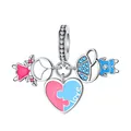 925 Sterling Silver Boy Girl Love Colorful Pendant Charm Fit Original Pandora Charms Bracelets Women